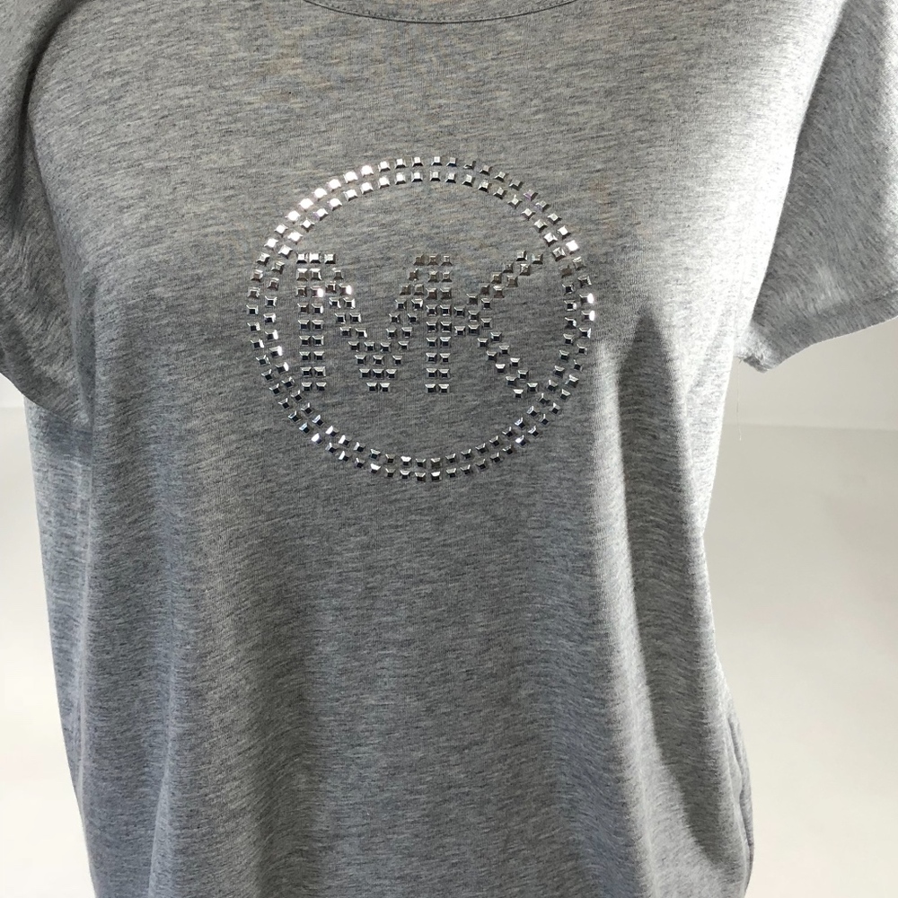 NWT Michael Kor Gray Knit Top Cap Sleeves Size L